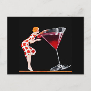 Woman Art Deco Cocktail Retro Vintage Style Postcard