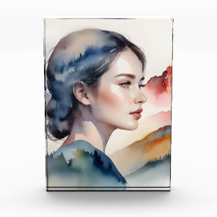 Woman art double exposure photo block