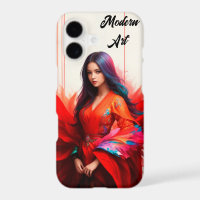 Woman Asian kimono brunette decor modern art