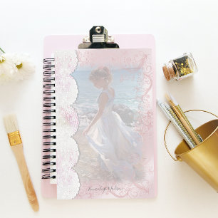 Woman at Beach Faux Lace Stationery