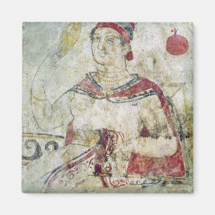 Woman at her toilet, detail from a funerary magnet