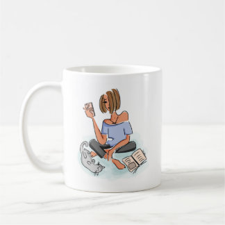 Woman at home coffee mug