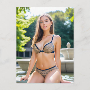 Woman At the Fountain Postcard