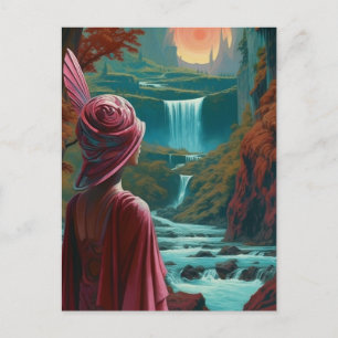 Woman at the Waterfall Postcard