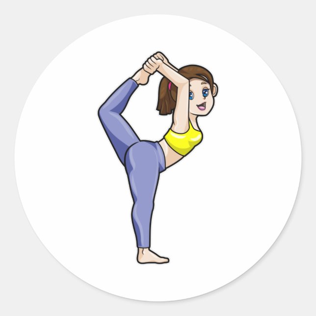 Woman at Yoga Stretching exercises Legs Classic Round Sticker (Front)