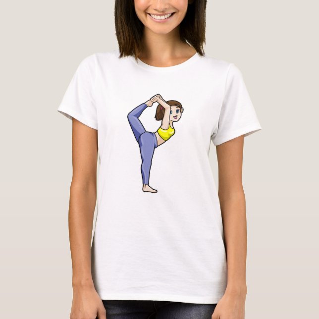 Woman at Yoga Stretching exercises Legs T-Shirt (Front)