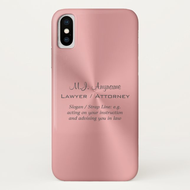 Woman Attorney luxury rose pink - name and slogan Case-Mate iPhone Case (Back)