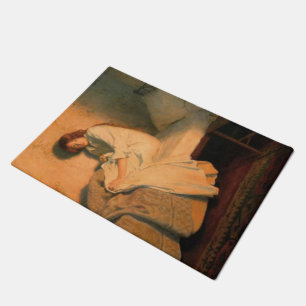 Woman Awakened By the Fire In Front of Her Bed Doormat