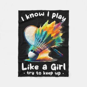 Woman Badminton Player Shuttle Racket Sports Fleece Blanket