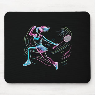 Woman Badminton Player Shuttle Women Badmintoner Mouse Pad