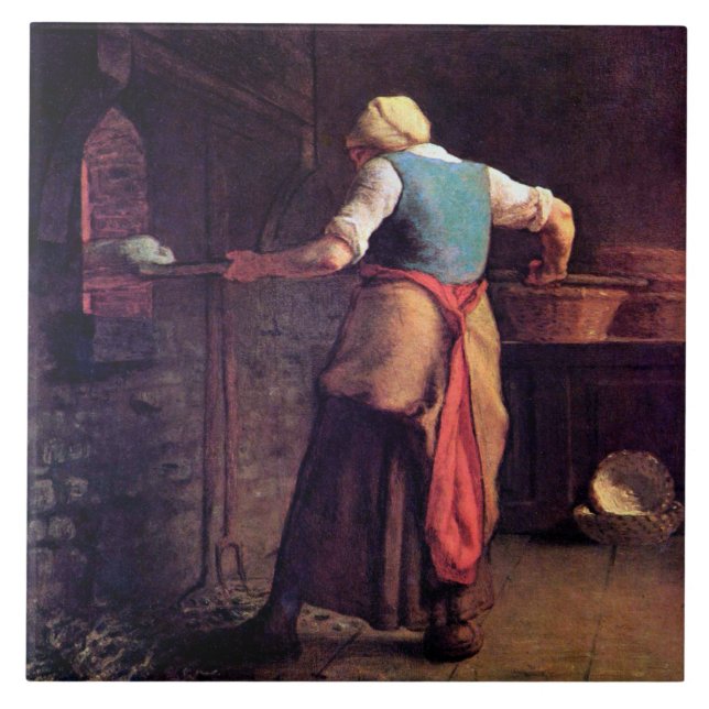 Woman Baking Bread, Jean-Francois Millet Ceramic Tile (Front)