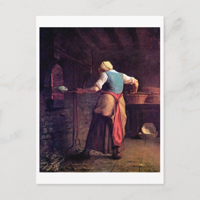 Woman Baking Bread, Jean-Francois Millet Postcard (Front)