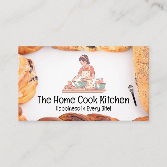 Woman Baking in Kitchen | Pastries Business Card (Front)