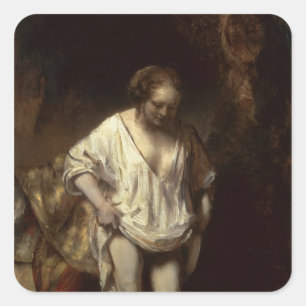 Woman Bathing in a Stream, 1654 Square Sticker