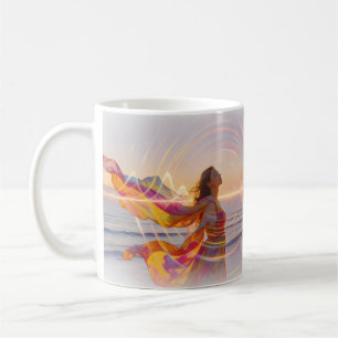 Woman Beach Sunset Sound Wave Bliss Mug