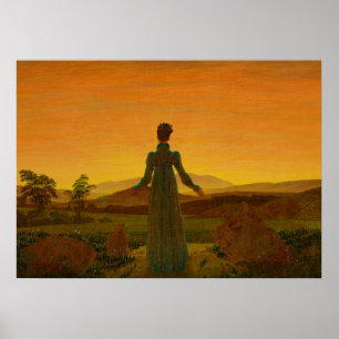 Woman Before the Rising Sun, Morning Light Poster