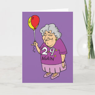 woman birthday 29 again card