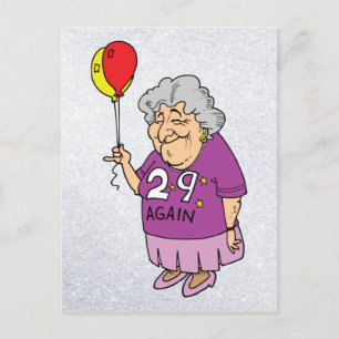 woman birthday 29 again postcard