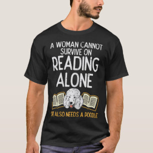 Woman Book Librarian Reading Poodle Pet Dog Lover T-Shirt