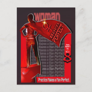 Woman Born Perfect : Happy Womans Day 8 March Postcard