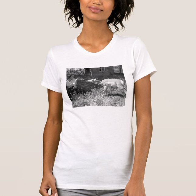 Woman bottle feeding an antelope. T-Shirt (Front)