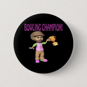 Woman Bowling Champion 6 Cm Round Badge