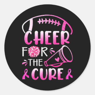 Woman Breast Cancer Awareness Cheer For The Cure  Classic Round Sticker