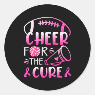 Woman Breast Cancer Awareness Cheer For The Cure T Classic Round Sticker