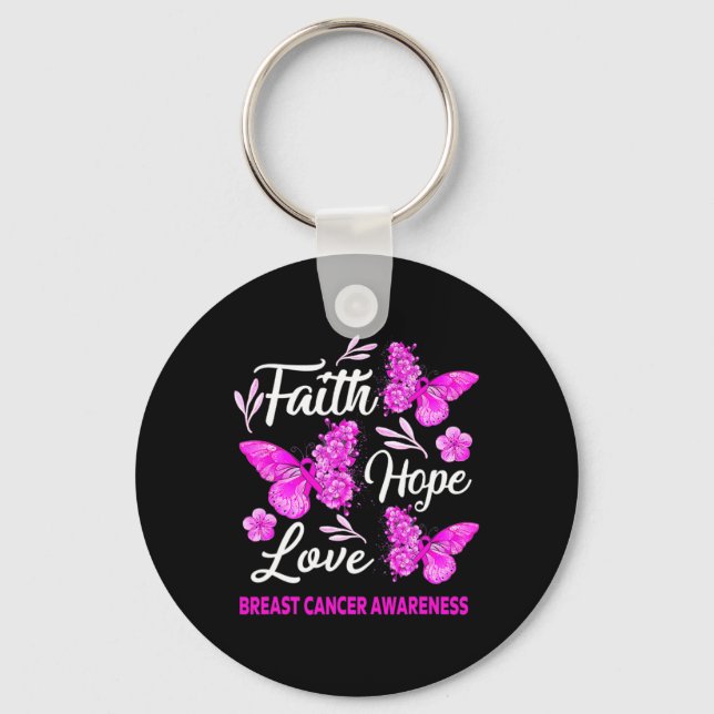 Woman Breast Cancer Awareness Faith Hope Love Butt Key Ring (Front)