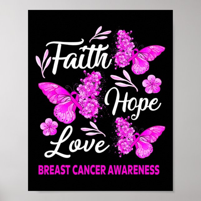 Woman Breast Cancer Awareness Faith Hope Love Butt Poster (Front)