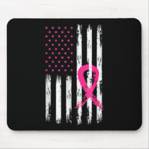 Woman Breast Cancer Awareness Vintage American Fla Mouse Pad