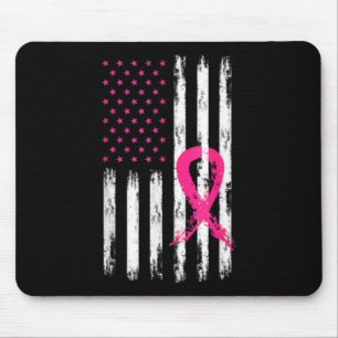 Woman Breast Cancer Awareness Vintage American Fla Mouse Pad