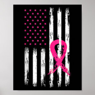 Woman Breast Cancer Awareness Vintage American Fla Poster