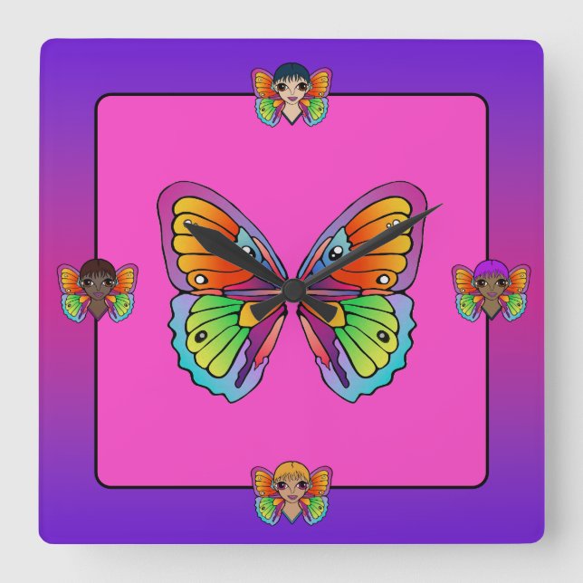 Woman Butterfly Clock (Front)