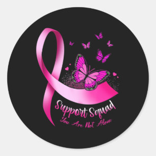 Woman Butterfly Support Squad Breast Cancer Warrio Classic Round Sticker