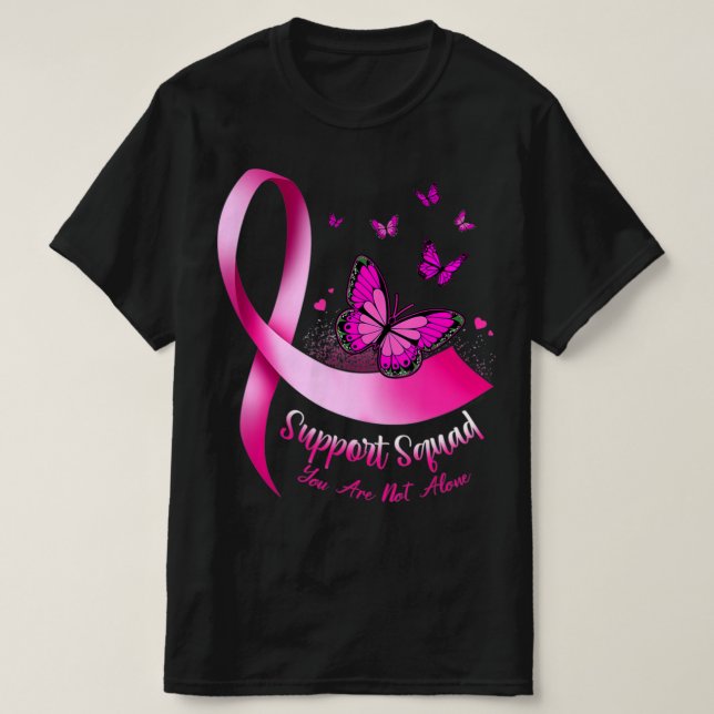 Woman Butterfly Support Squad Breast Cancer Warrio T-Shirt (Design Front)