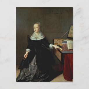 Woman by a Virginal Postcard