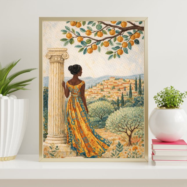 Woman by Column with Citrus Tree Illustration Poster (Creator Uploaded)