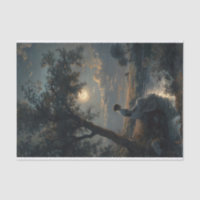 Woman by River Full Moon Painting Decoupage