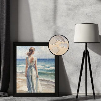 Woman by the sea jigsaw puzzle