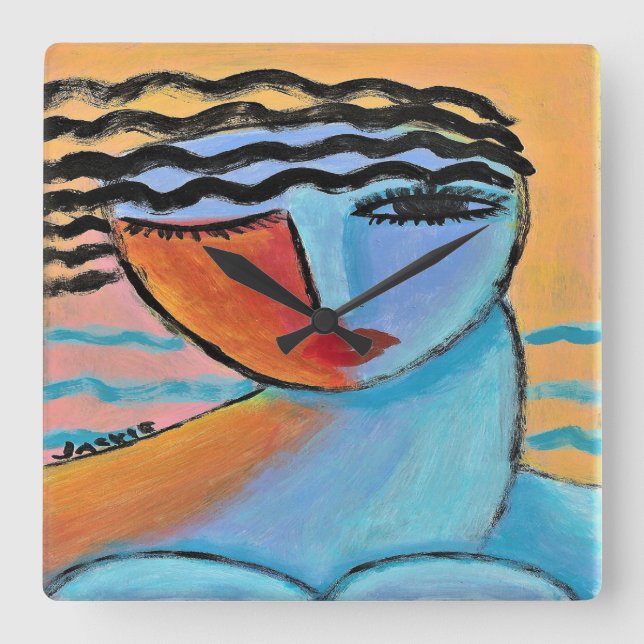 Woman by the Sea Square Wall Clock (Front)