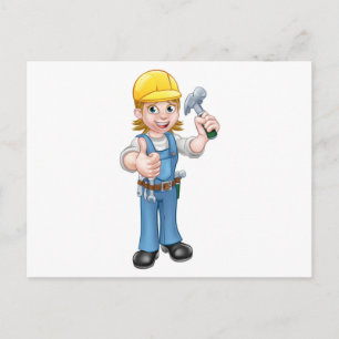 Woman Carpenter Holding Hammer Postcard