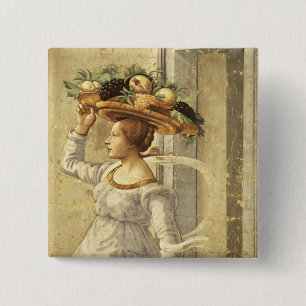 Woman carrying Fruit, from the Birth of St. John t 15 Cm Square Badge