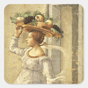 Woman carrying Fruit, from the Birth of St. John t Square Sticker