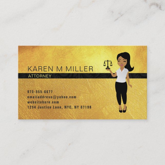 Woman Cartoon Lawyer Business Cards (Front)