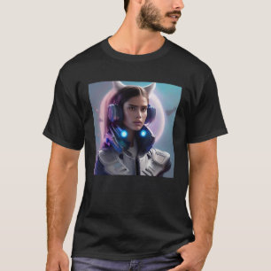 Woman Cat Ears Pink Moon Moonlight Fantasy Space F T-Shirt