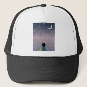Woman Cat Stars Space Galaxy Girl Universe Moon. Trucker Hat