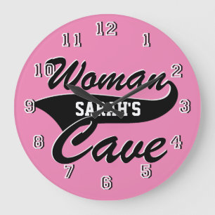 Woman Cave Personalise Large Clock