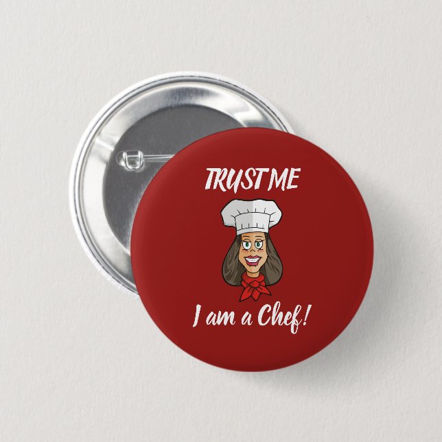 Woman Chef 6 Cm Round Badge (Front & Back)