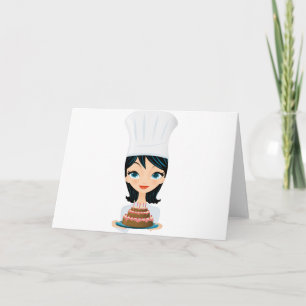 Woman chef Birthday cake Card